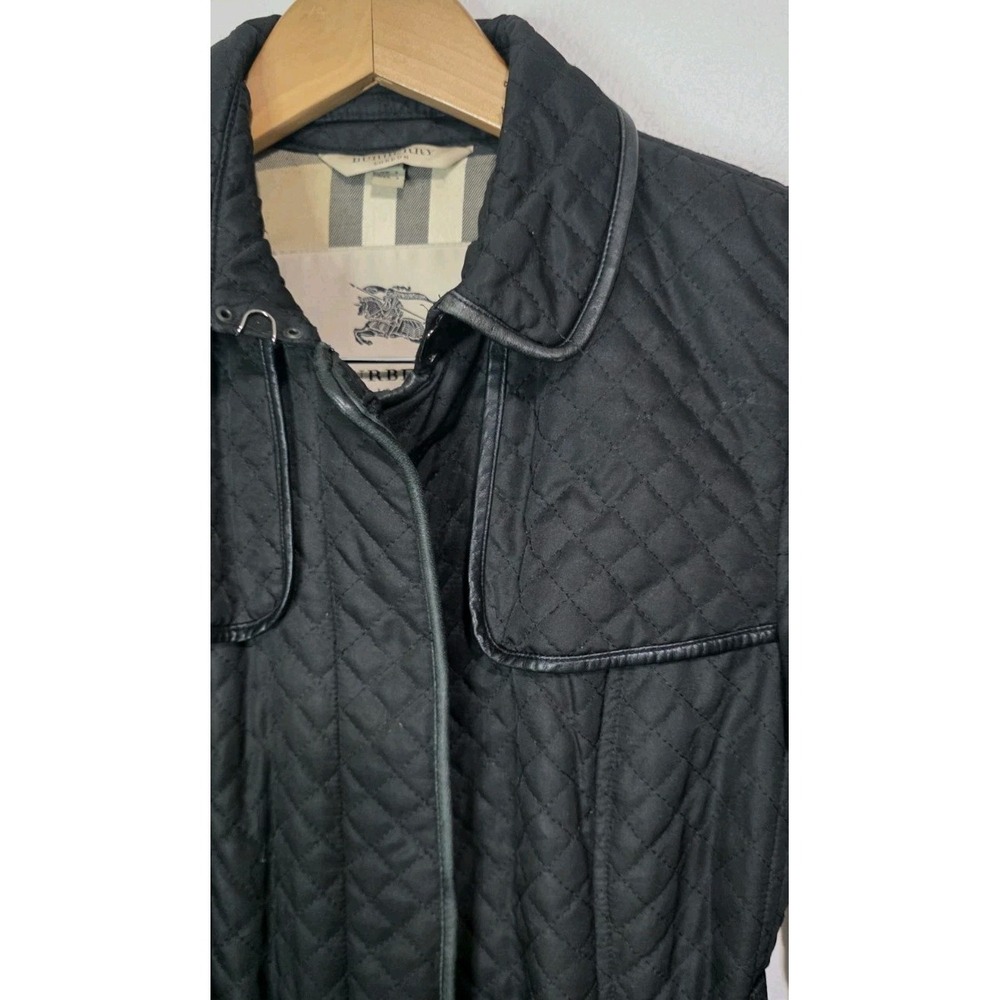 Burberry London Quilted Mid Knee Length Trench Coat Jacket Black Woman 6 Belt - Picture 4 of 12